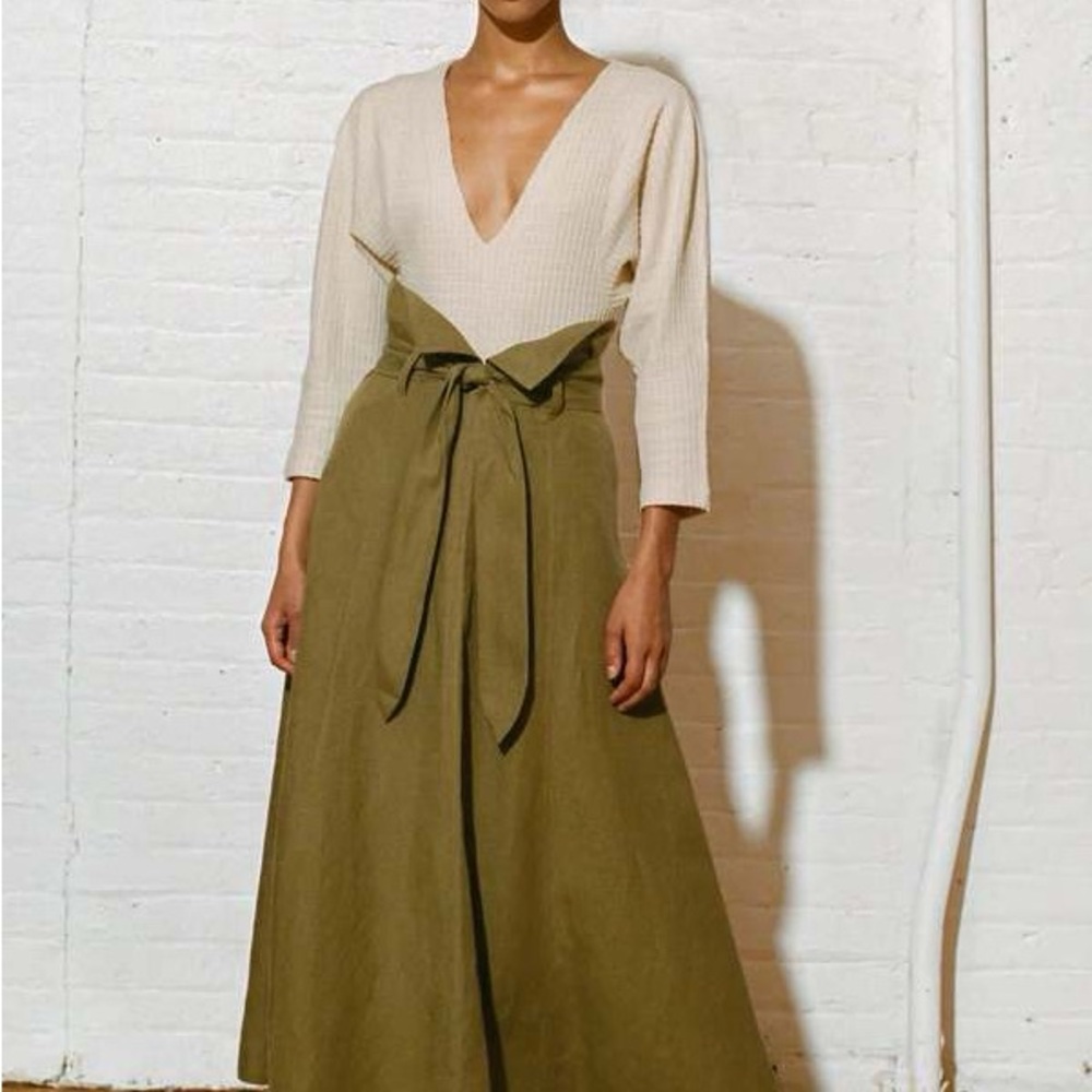 Mara Hoffman green Zip-Front Linen Blend skirt